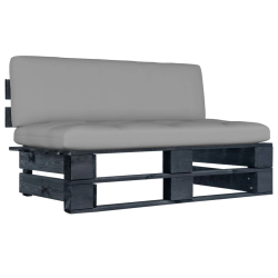 vidaXL vidējais dārza palešu dīvāns, melns, impregnēts priedes koks