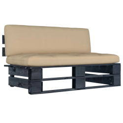 vidaXL vidējais dārza palešu dīvāns, melns, impregnēts priedes koks