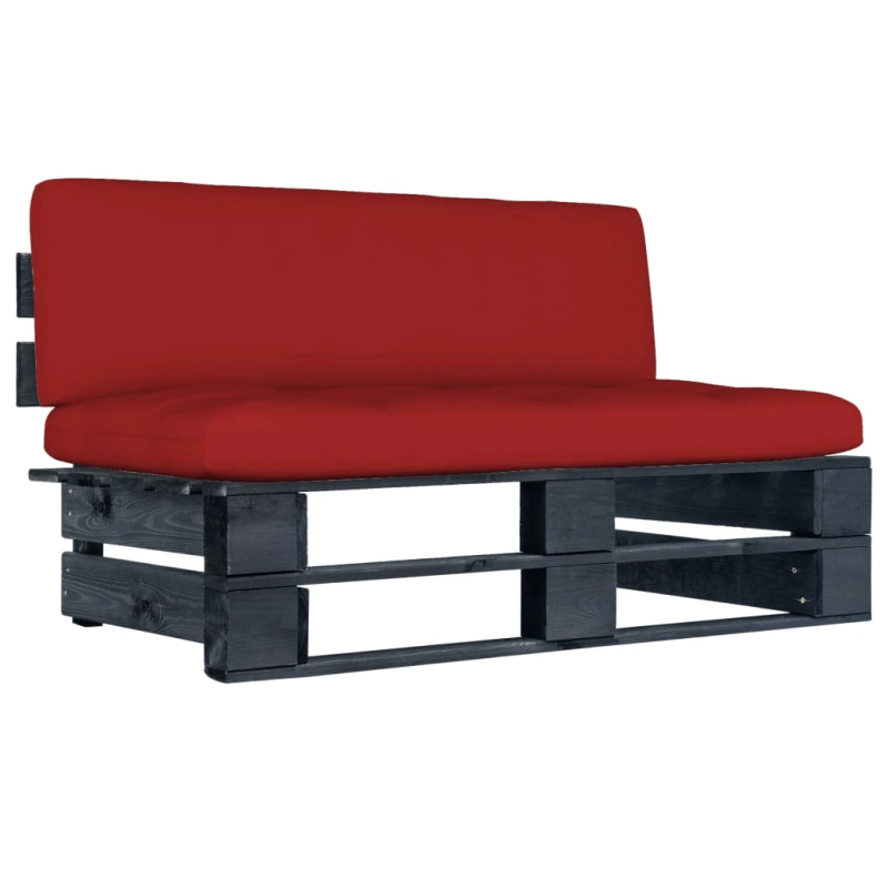 vidaXL vidējais dārza palešu dīvāns, melns, impregnēts priedes koks