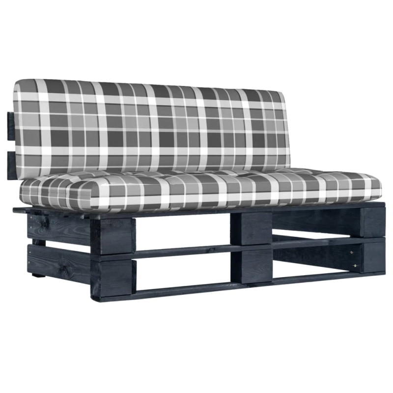 vidaXL vidējais dārza palešu dīvāns, melns, impregnēts priedes koks