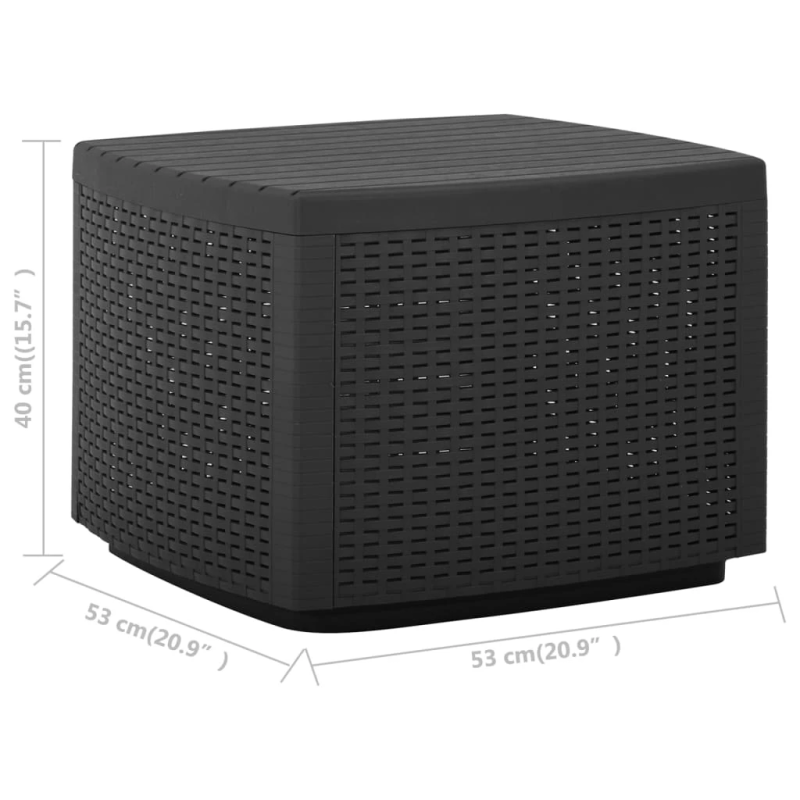 vidaXL dārza galds, pelēks, 53x53x40 cm, plastmasa