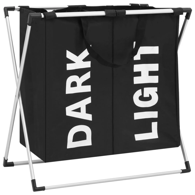 vidaXL veļas grozs ar 2 nodalījumiem, melns