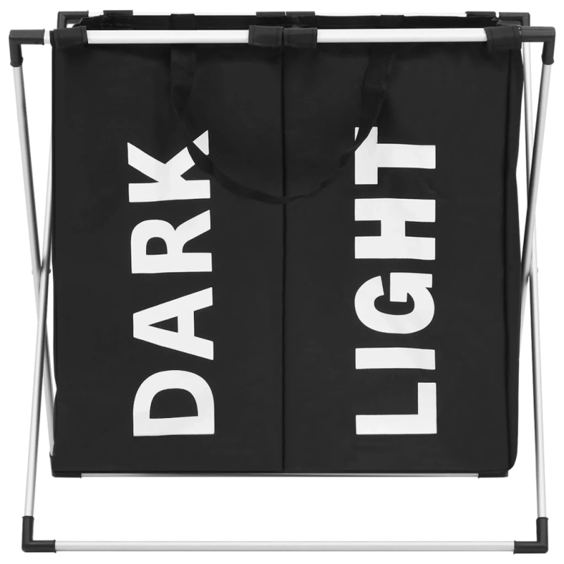 vidaXL veļas grozs ar 2 nodalījumiem, melns