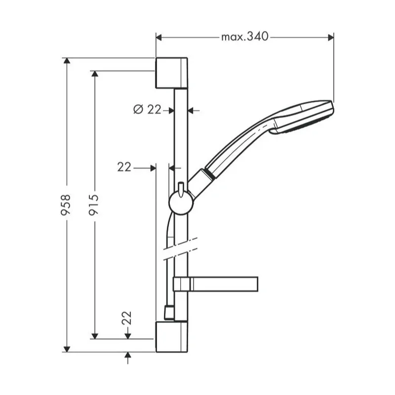 Dušo komplektas Hansgrohe Croma 100 Vario, chromo sp.