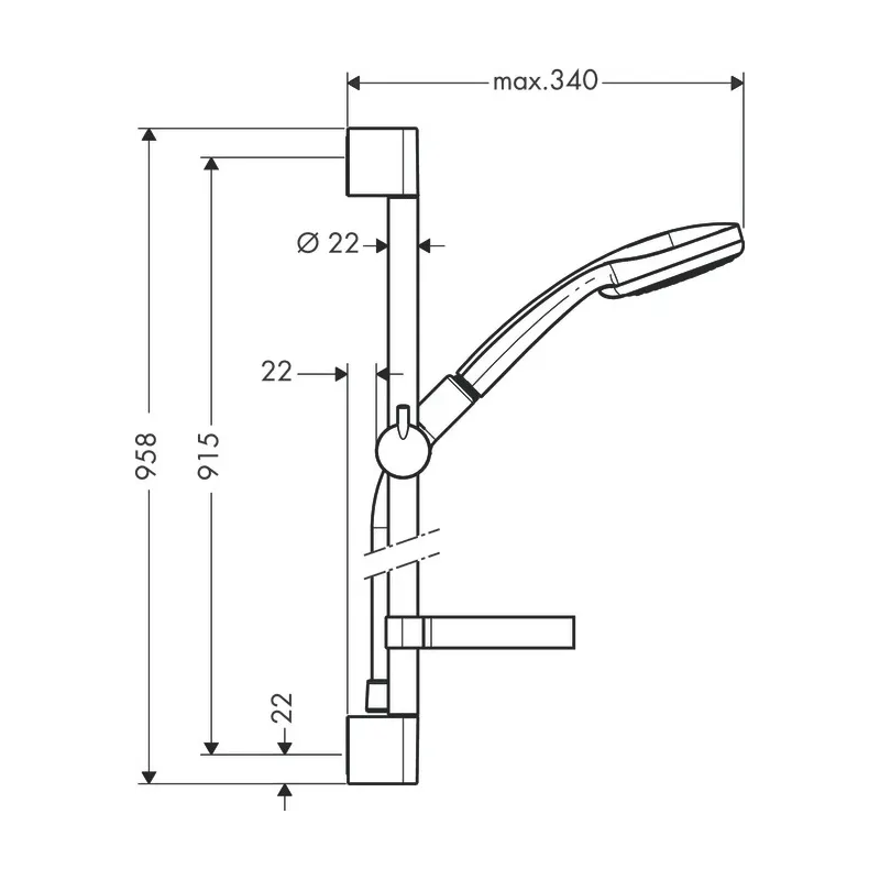 Dušo komplektas Hansgrohe Croma 100 Vario, chromo sp.