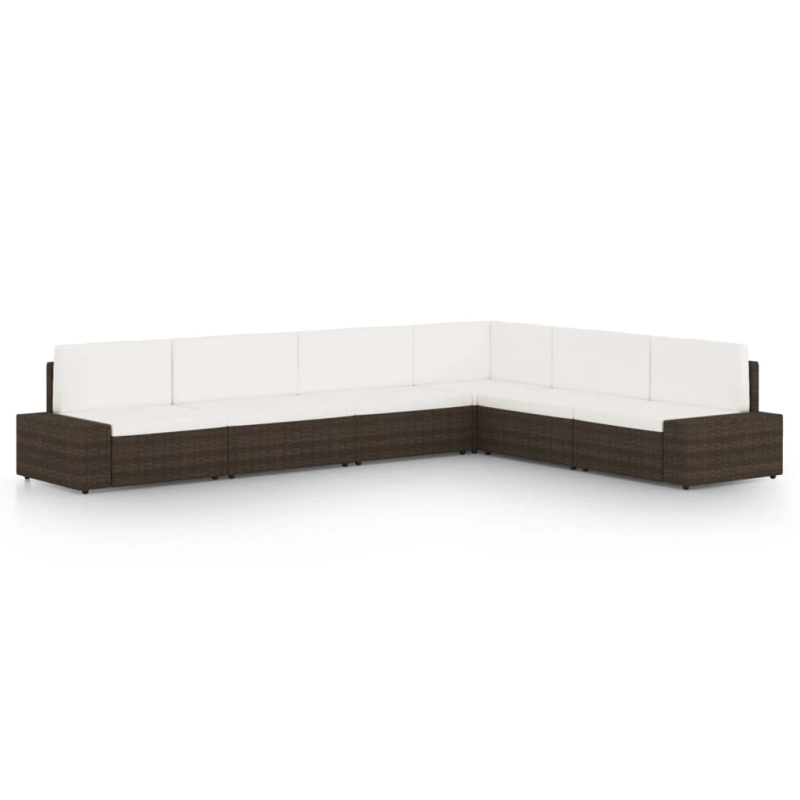 vidaXL 6-daļīgs dārza atpūtas mēbeļu komplekts, brūna PE rotangpalma