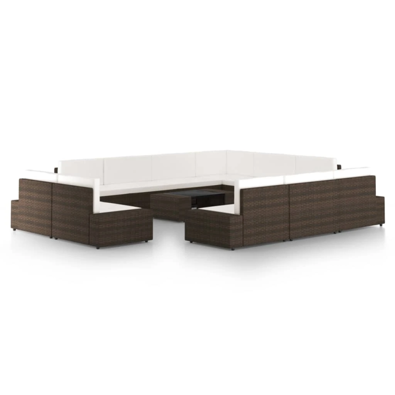 vidaXL 12-daļīgs dārza atpūtas mēbeļu komplekts, brūna PE rotangpalma