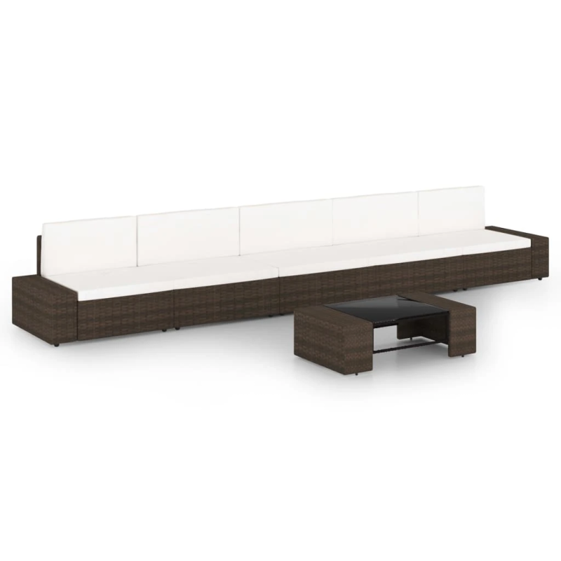 vidaXL 6-daļīgs dārza atpūtas mēbeļu komplekts, brūna PE rotangpalma