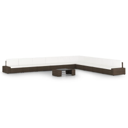 vidaXL 11-daļīgs dārza atpūtas mēbeļu komplekts, brūna PE rotangpalma