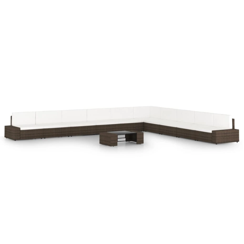 vidaXL 11-daļīgs dārza atpūtas mēbeļu komplekts, brūna PE rotangpalma