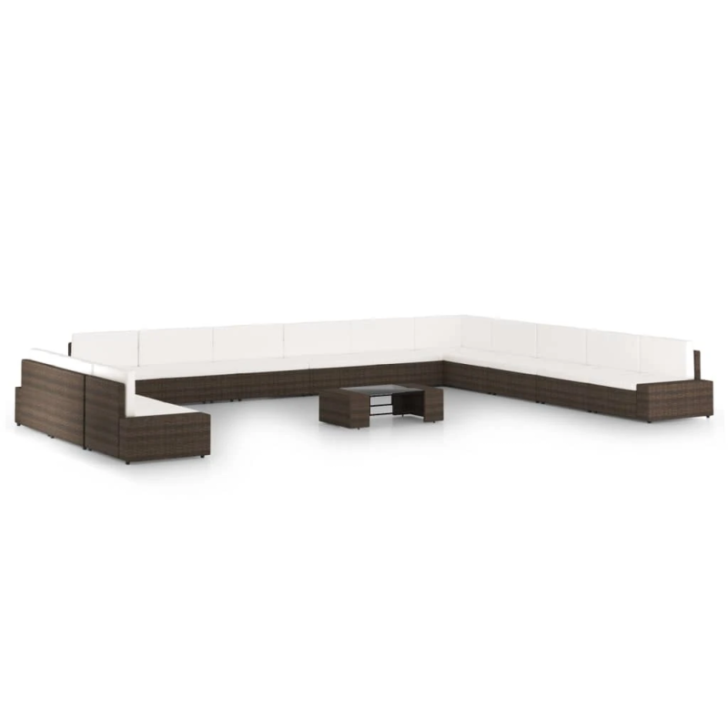 vidaXL 14-daļīgs dārza atpūtas mēbeļu komplekts, brūna PE rotangpalma