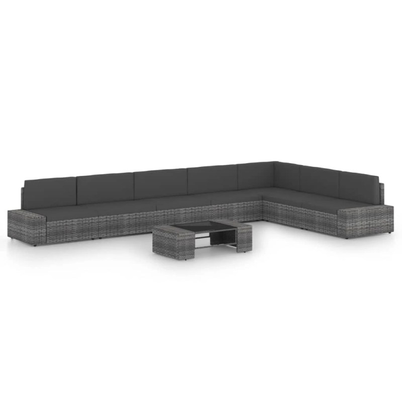 vidaXL 8-daļīgs dārza atpūtas mēbeļu komplekts, pelēka PE rotangpalma