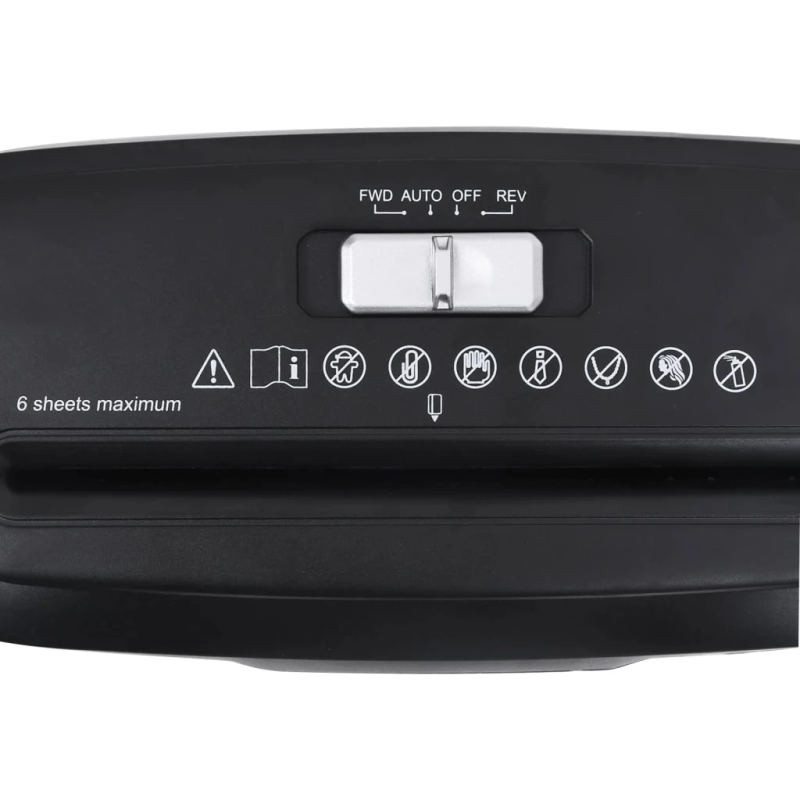 vidaXL papīra smalcinātājs, 6 loksnēm, strēmelēs, melns