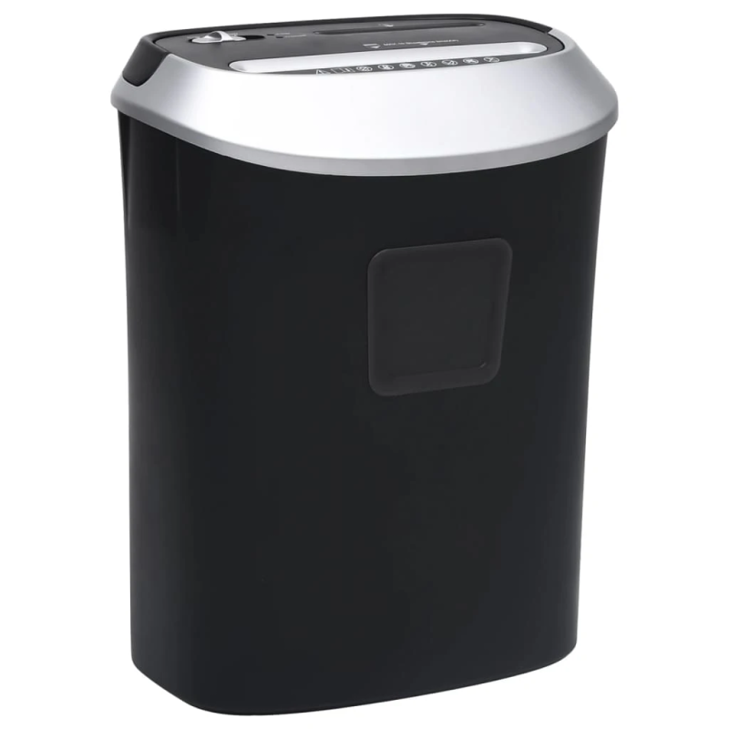 vidaXL papīra smalcinātājs, 10 loksnēm, šķērsgriezumā, melns