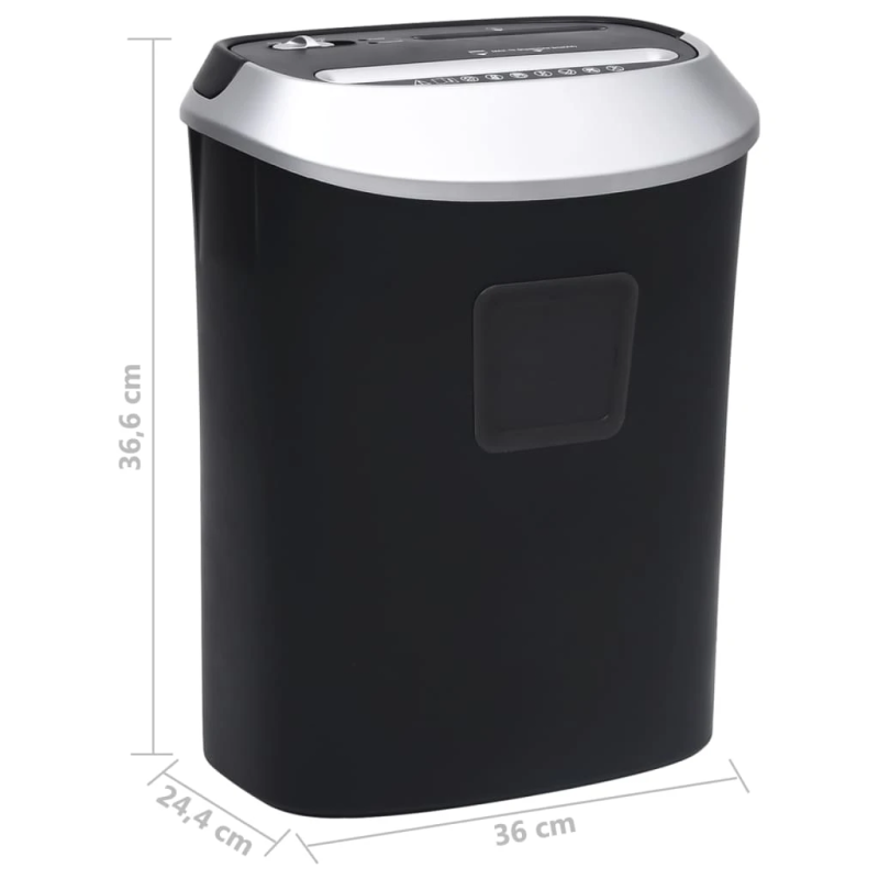 vidaXL papīra smalcinātājs, 10 loksnēm, šķērsgriezumā, melns