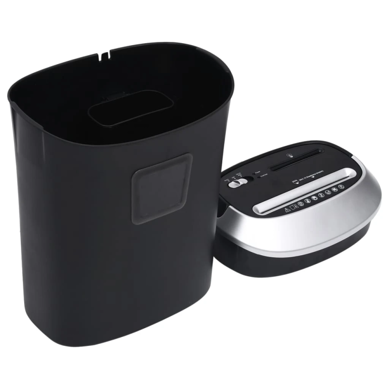 vidaXL papīra smalcinātājs, 10 loksnēm, šķērsgriezumā, melns