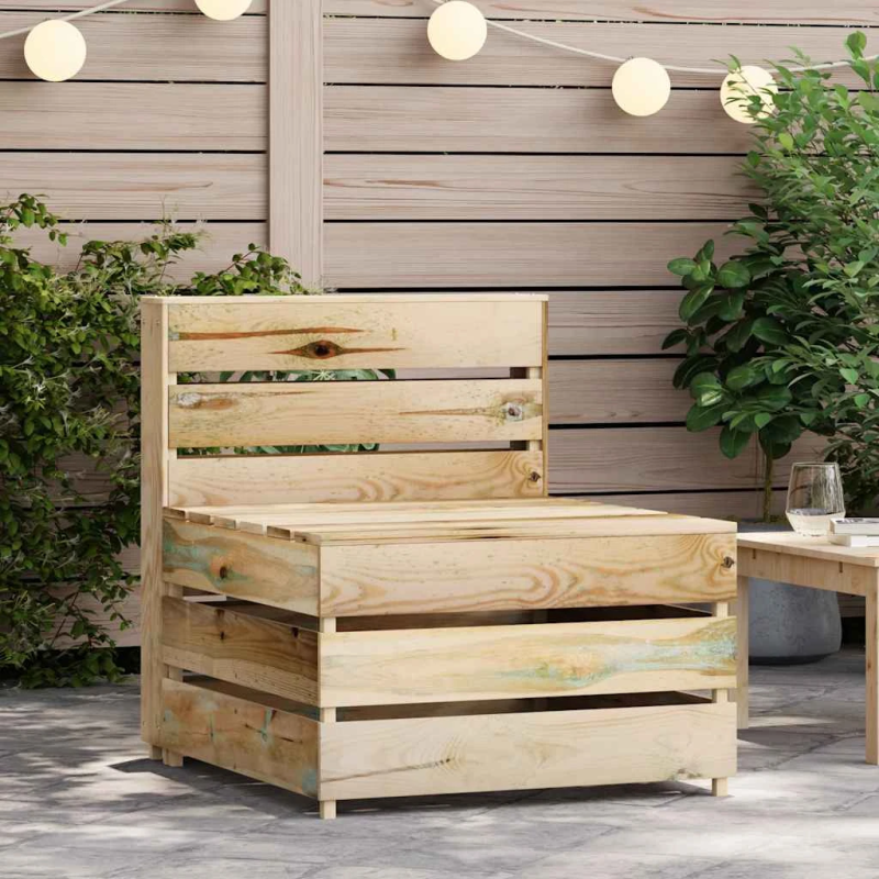 vidaXL vidējais dārza palešu dīvāns, impregnēts priedes koks