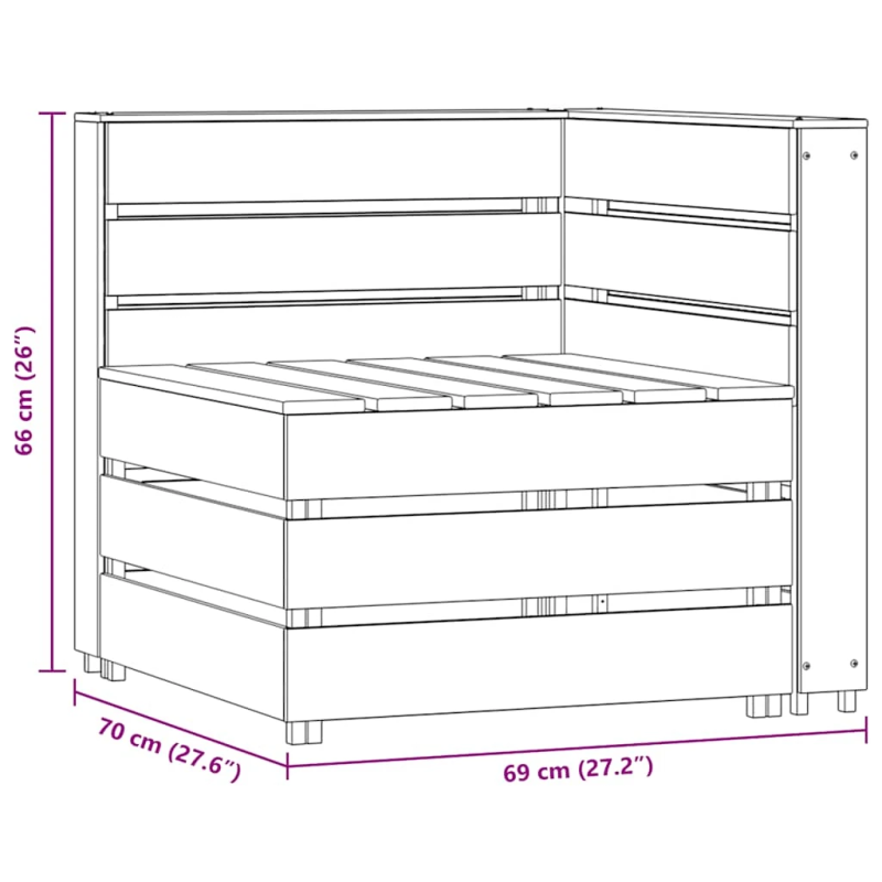 vidaXL dārza palešu stūra dīvāns, impregnēts priedes koks