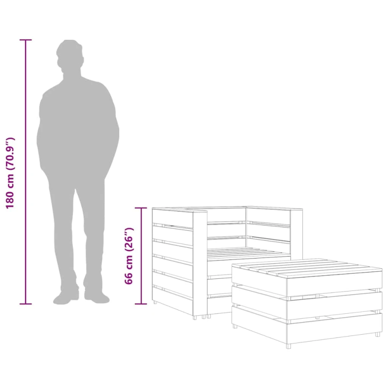 vidaXL 2-daļīgs dārza palešu mēbeļu komplekts, impregnēts priedes koks