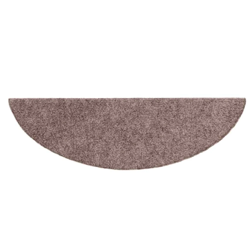 vidaXL kāpņu paklājiņi, pašlīmējoši, 10 gab., 56x17x3 cm, gaiši brūns, pusapaļi