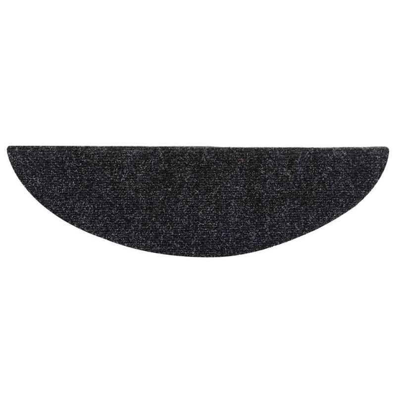 vidaXL kāpņu paklājiņi, pašlīmējoši, 10 gab., 56x17x3 cm, melni, pusapaļi