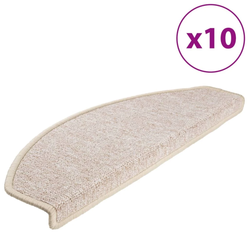 vidaXL kāpņu paklājiņi, 10 gab., 65x24x4 cm, pelēkbrūni, pusapaļi, lieli