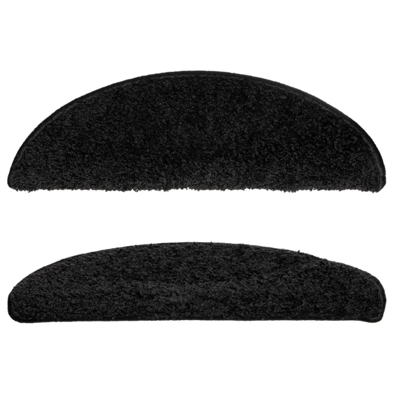 vidaXL kāpņu paklājiņi, 10 gab., 56x17x3 cm, melni, pusapaļi