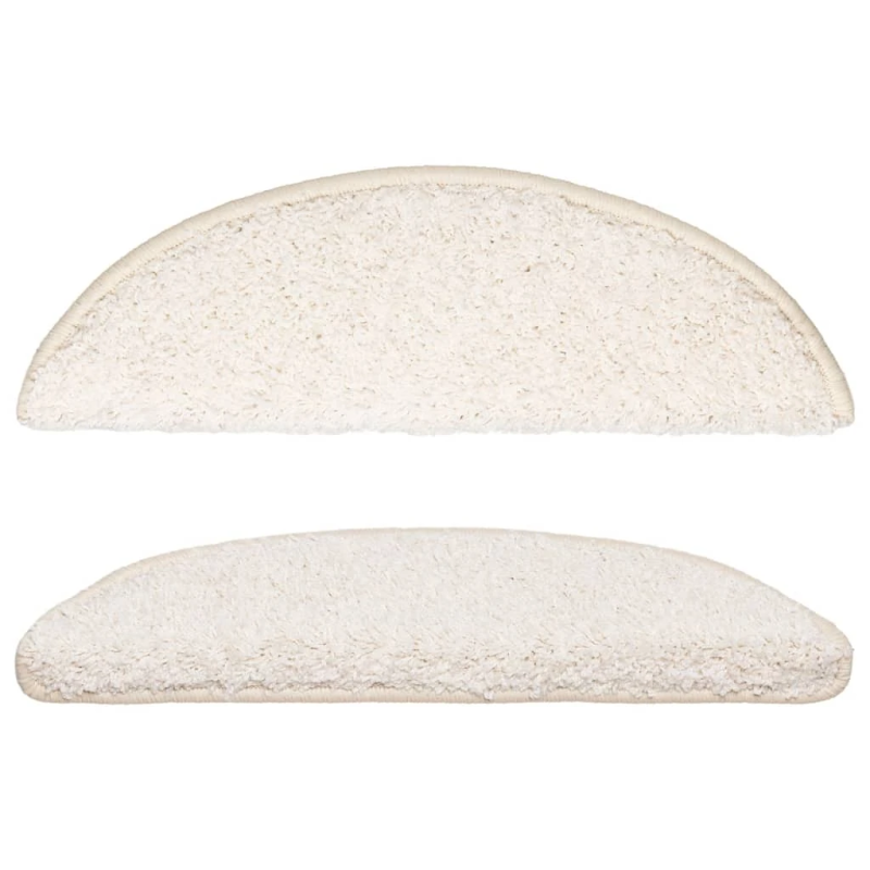 vidaXL kāpņu paklājiņi, 10 gab., 56x17x3 cm, balti, pusapaļi