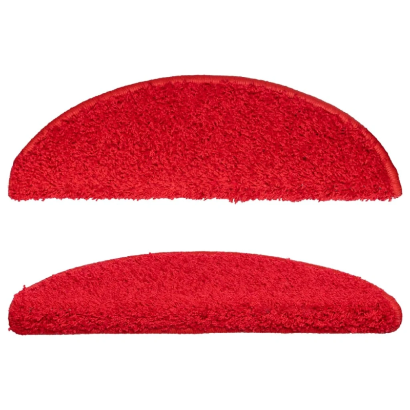 vidaXL kāpņu paklājiņi, 10 gab., 56x17x3 cm, sarkani, pusapaļi