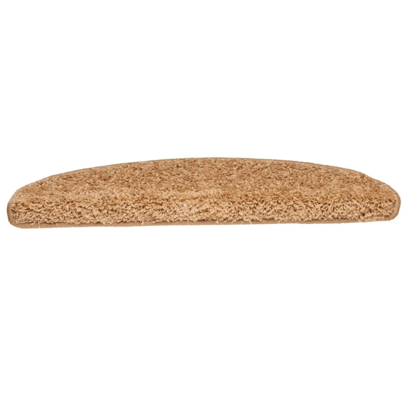 vidaXL kāpņu paklājiņi, 10 gab., 65x21x4 cm, bēši, pusapaļi, lieli