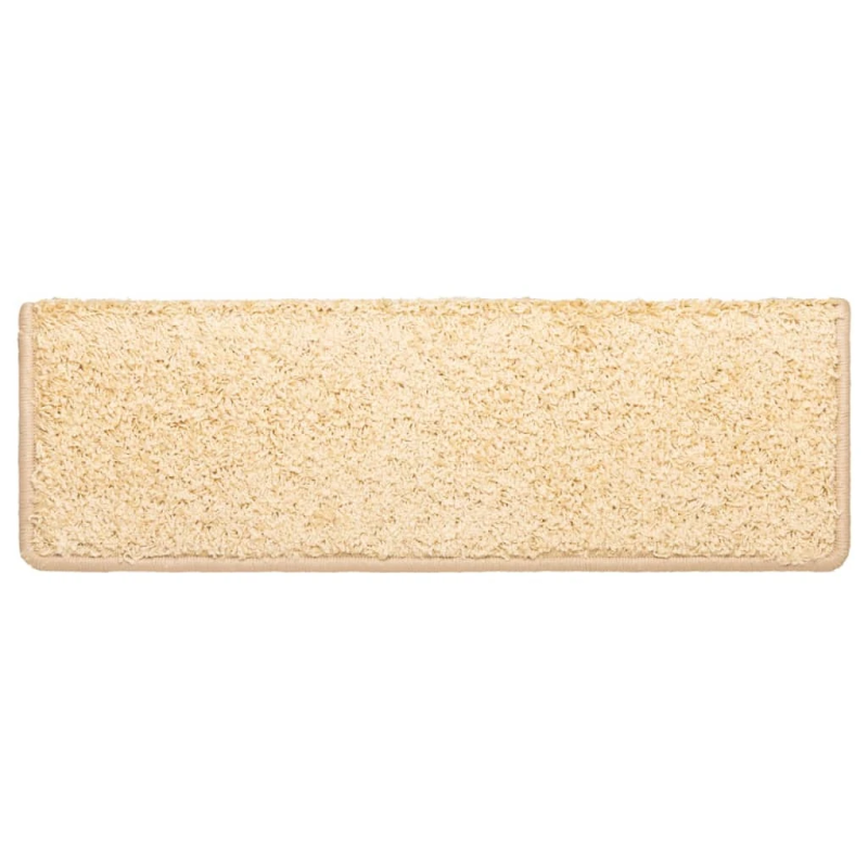 vidaXL kāpņu paklājiņi, 10 gab., 65x21x4 cm, krēmkrāsas, taisnstūrveida mala