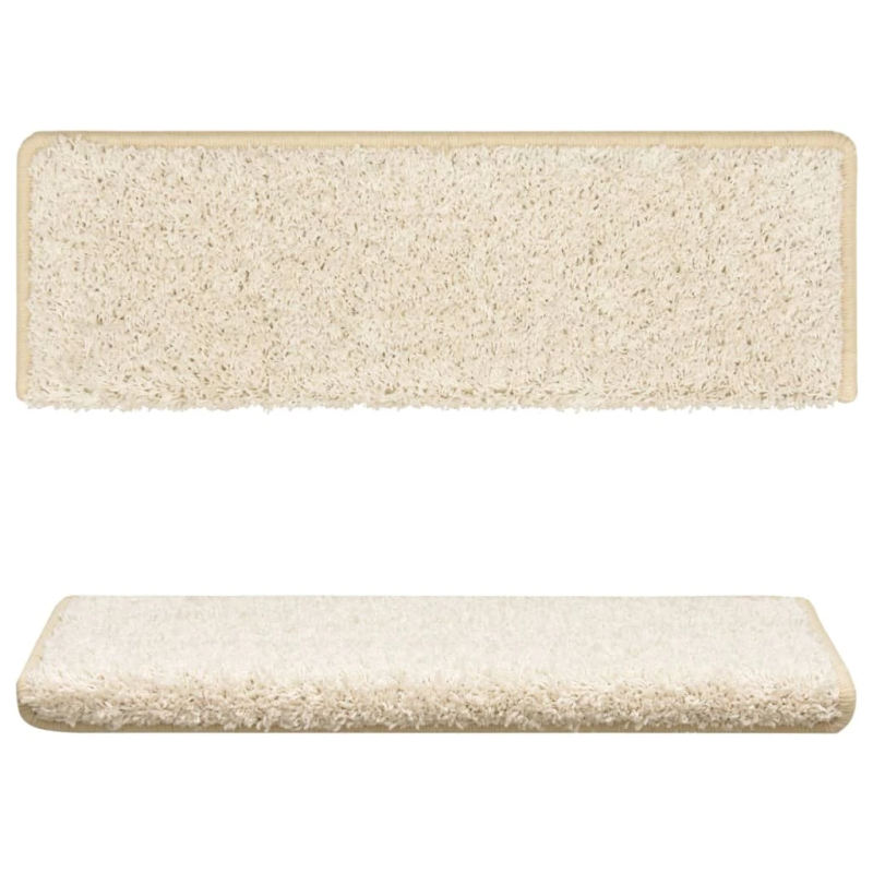 vidaXL kāpņu paklājiņi, 10 gab., 65x21x4 cm, balti, taisnstūrveida malas