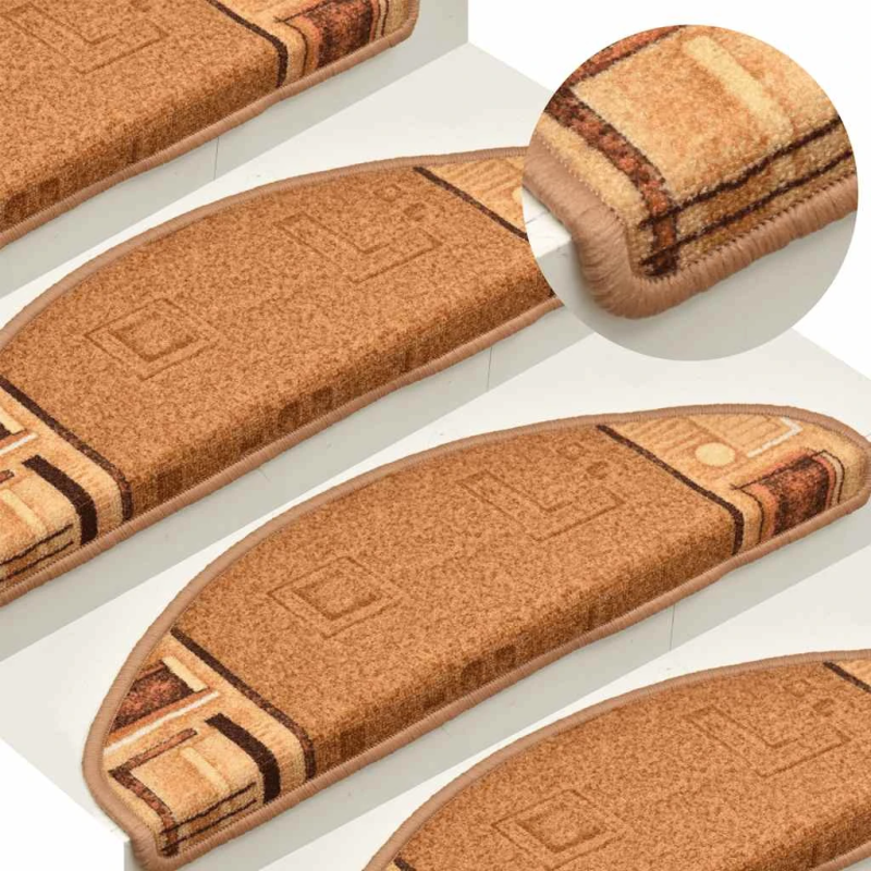 vidaXL kāpņu paklāji, 5 gab., pašlīmējoši, 65x21x4 cm, bēši