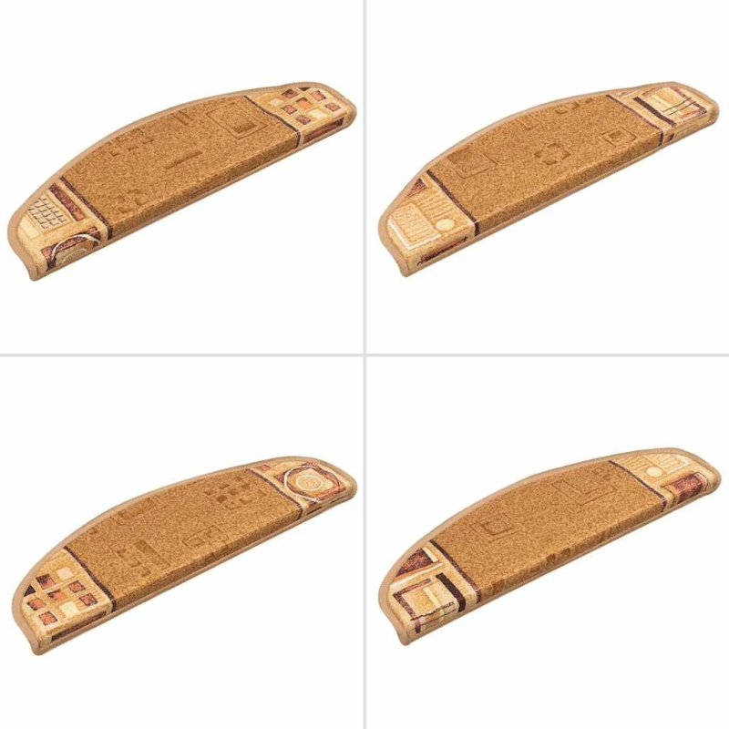 vidaXL kāpņu paklāji, 10 gab., pašlīmējoši, 65x21x4 cm, bēši