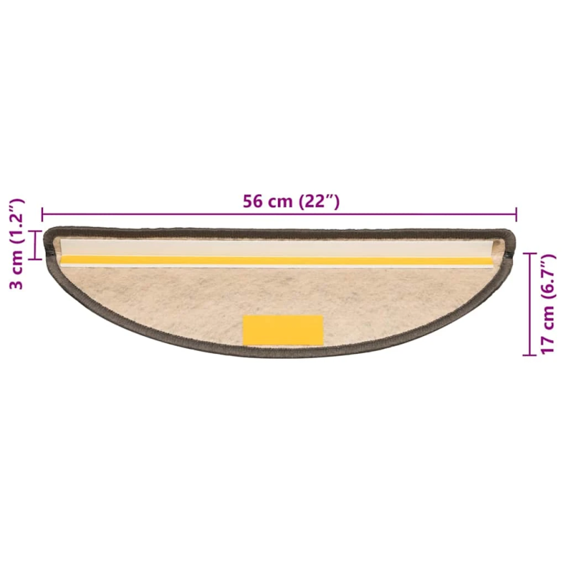vidaXL kāpņu paklāji, 15 gab., pašlīmējoši, 56x17x3 cm, brūni bēši