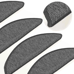 vidaXL kāpņu paklājiņi, 15 gab., 56x17x3 cm, bēši pelēki, pusapaļi