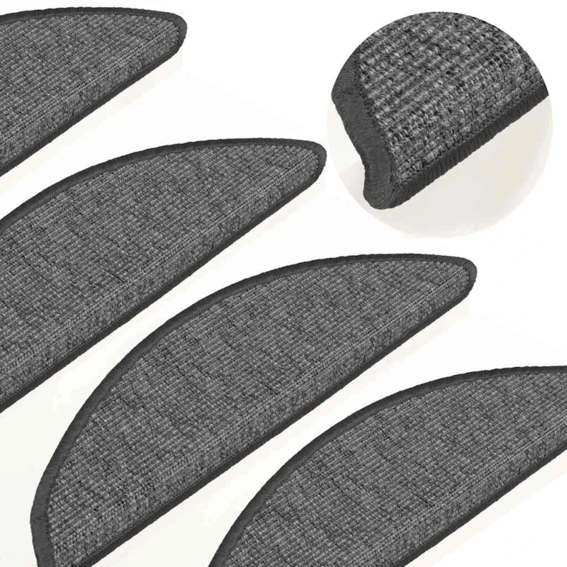 vidaXL kāpņu paklājiņi, 15 gab., 56x17x3 cm, bēši pelēki, pusapaļi