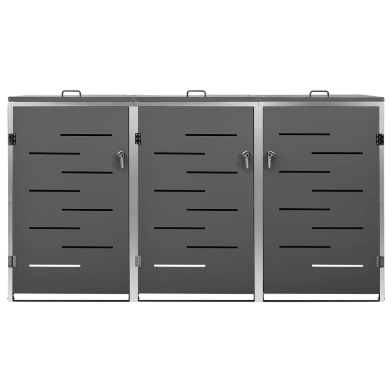 vidaXL 3-daļīga nojume atkritumu tvertnēm, 207x77,5x112,5 cm, tērauds