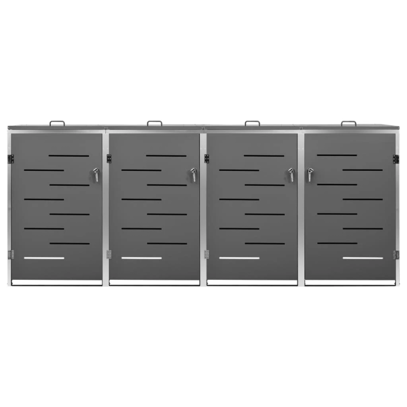 vidaXL 4-daļīga nojume atkritumu tvertnēm, 276,5x77,5x112,5cm, tērauds