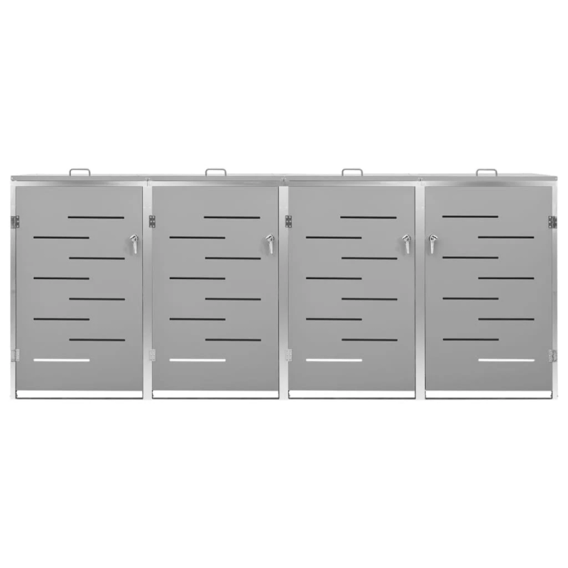 vidaXL 4-daļīga nojume atkritumu tvertnēm, 276,5x77,5x112,5cm, tērauds