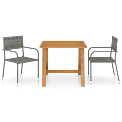 vidaXL 3-daļīgs dārza mēbeļu komplekts, pelēks