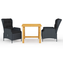 vidaXL 3-daļīgs dārza mēbeļu komplekts, tumši pelēks