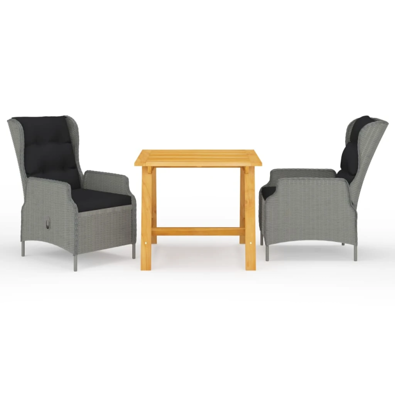 vidaXL 3-daļīgs dārza mēbeļu komplekts, gaiši pelēks