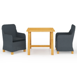 vidaXL 3-daļīgs dārza mēbeļu komplekts, tumši pelēks