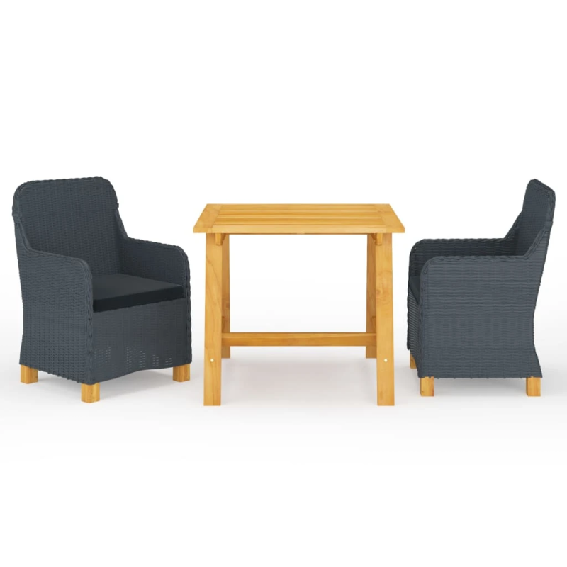 vidaXL 3-daļīgs dārza mēbeļu komplekts, tumši pelēks