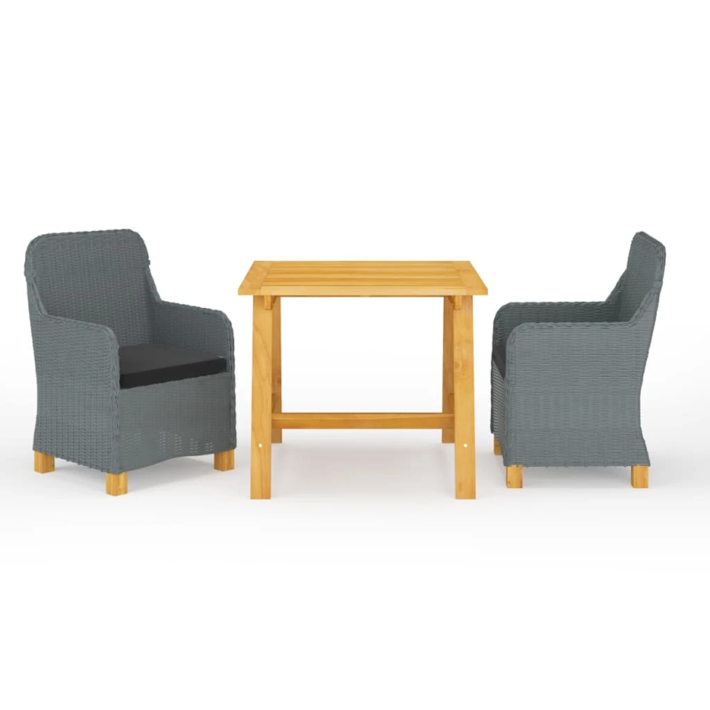 vidaXL 3-daļīgs dārza mēbeļu komplekts, gaiši pelēks