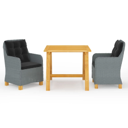 vidaXL 3-daļīgs dārza mēbeļu komplekts, gaiši pelēks