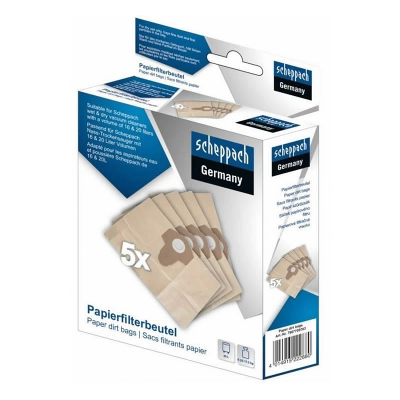Papīra maisi putekļu sūcējiem NTS20 - 1 kompl., Scheppach