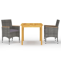 vidaXL 3-daļīgs dārza mēbeļu komplekts, pelēks