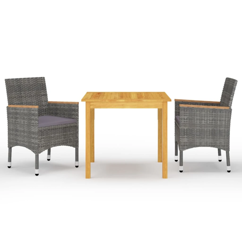 vidaXL 3-daļīgs dārza mēbeļu komplekts, pelēks